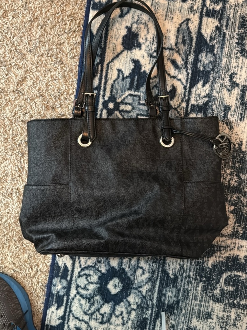 Michael Kors Black MK Logo Double-Handle Tote